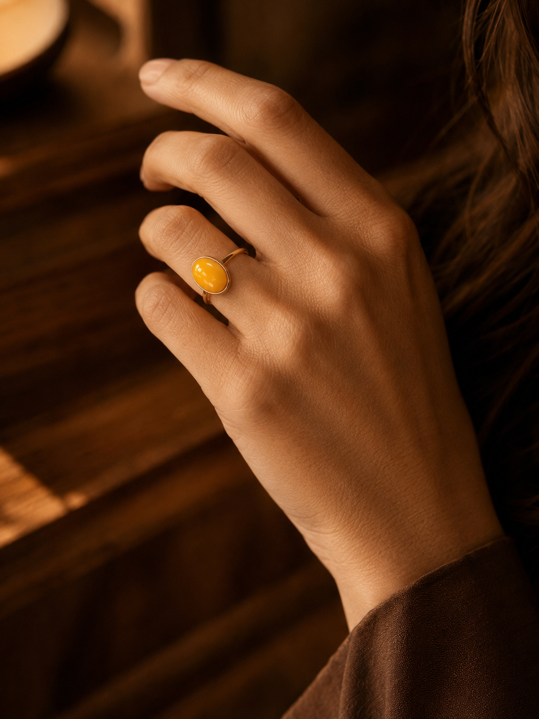 Ethereal Oval Butterscotch Amber Ring