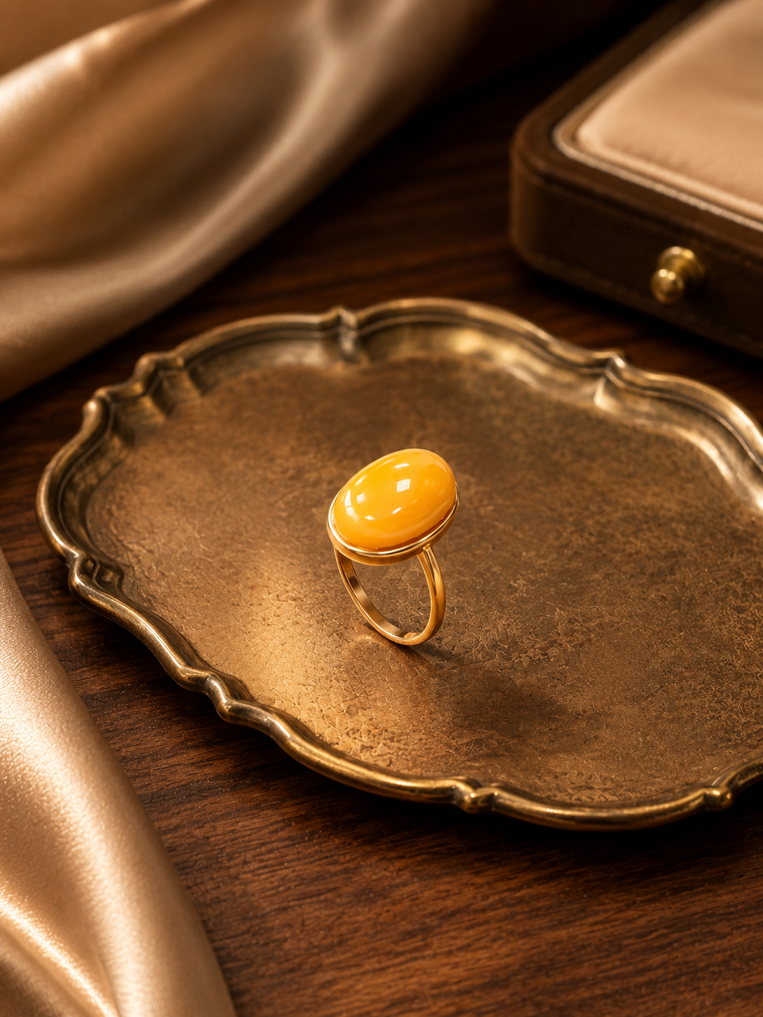 Ethereal Oval Butterscotch Amber Ring