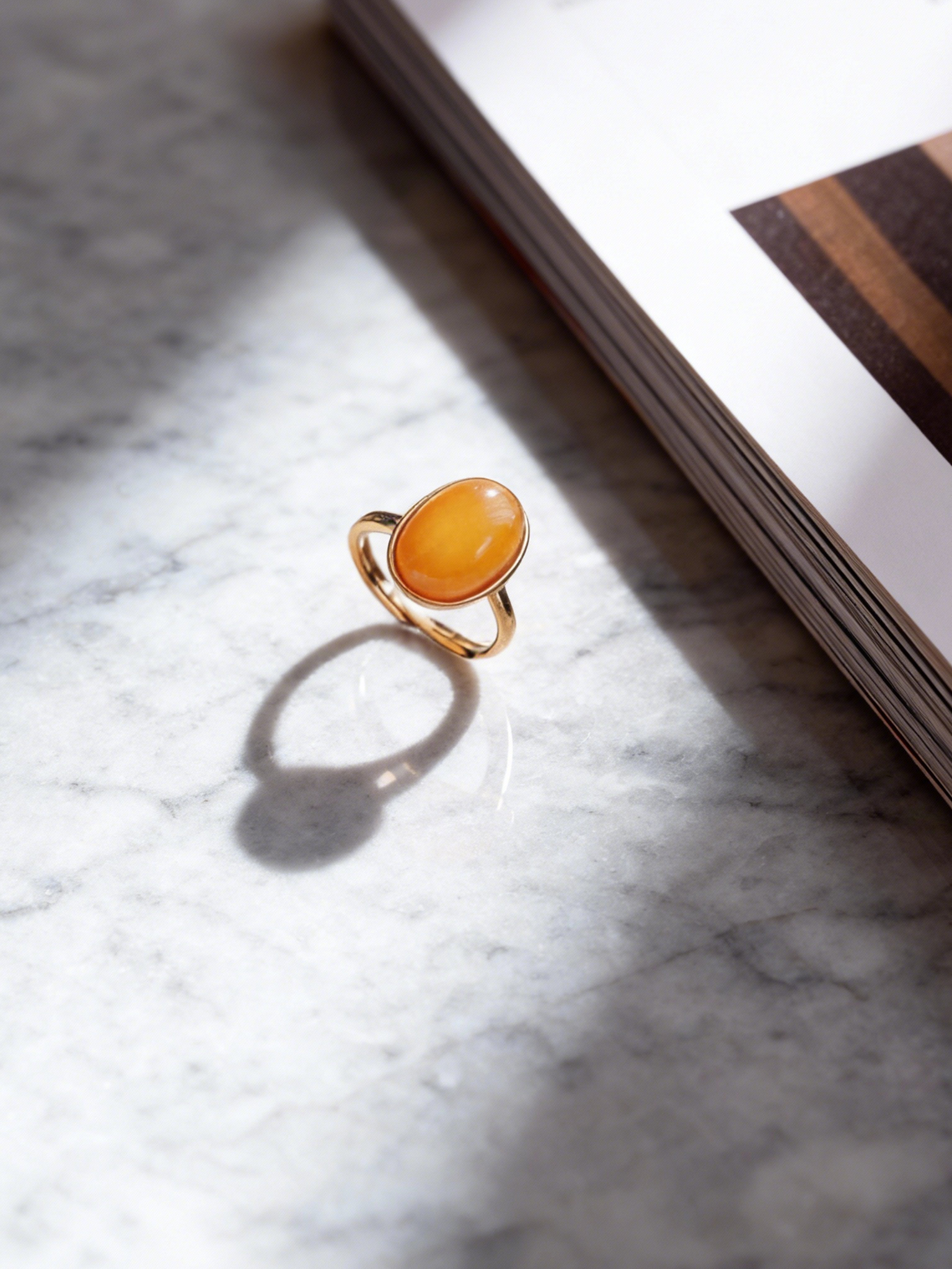 Ethereal Oval Butterscotch Amber Ring