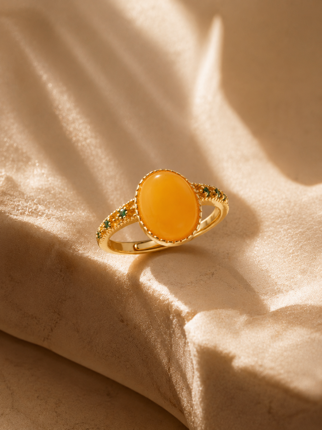 Verdant Vine Butterscotch Amber Ring