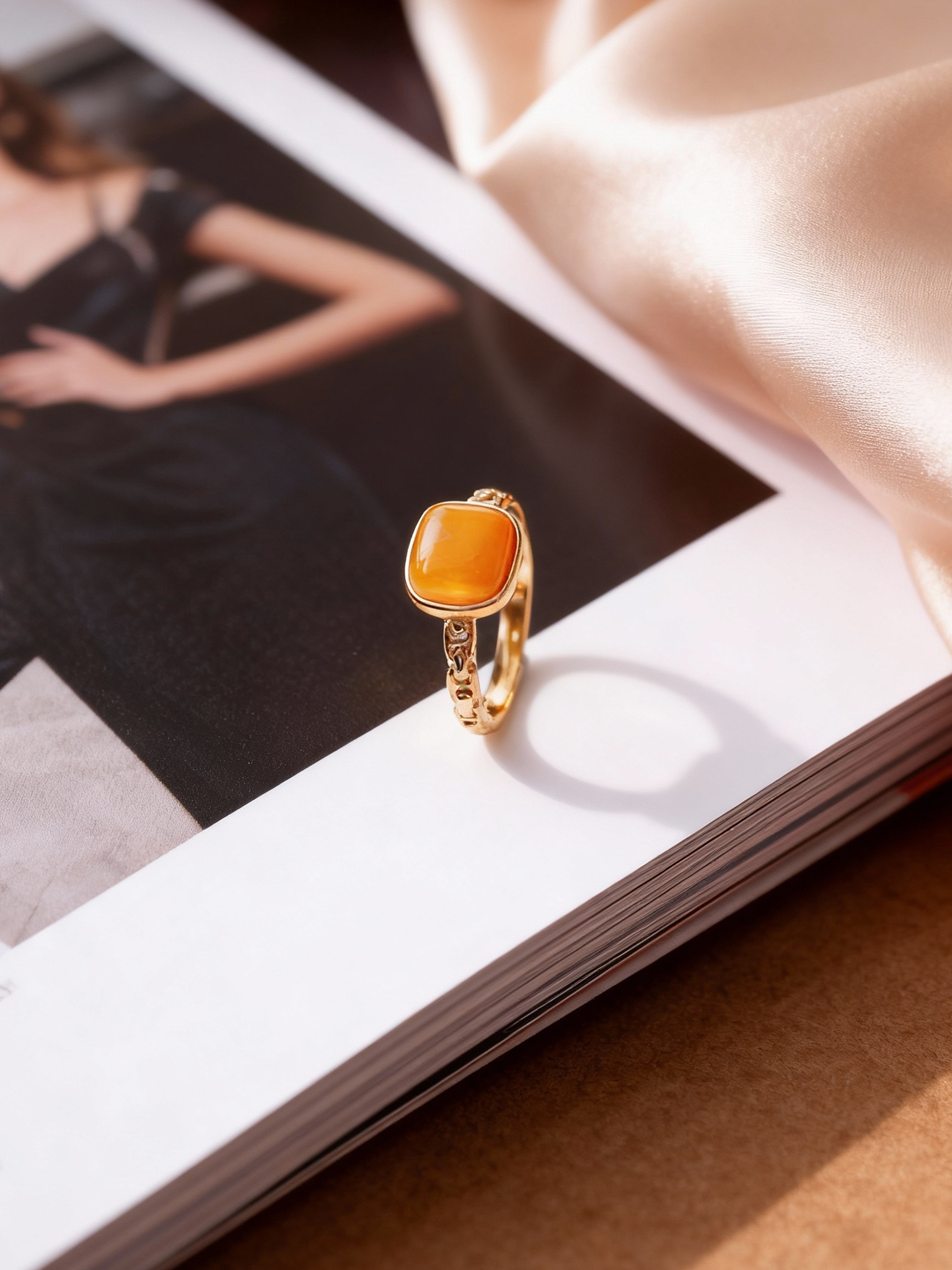 Linked Heritage Butterscotch Amber Ring