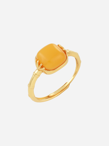 Bamboo Zen Butterscotch Amber Ring