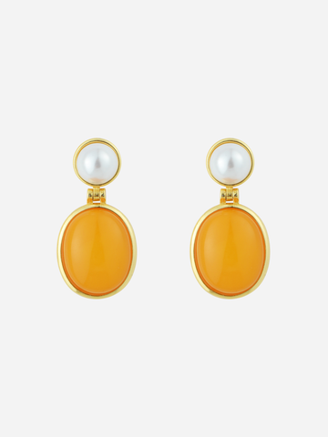 Petite Oval Butterscotch Amber Drop Earrings