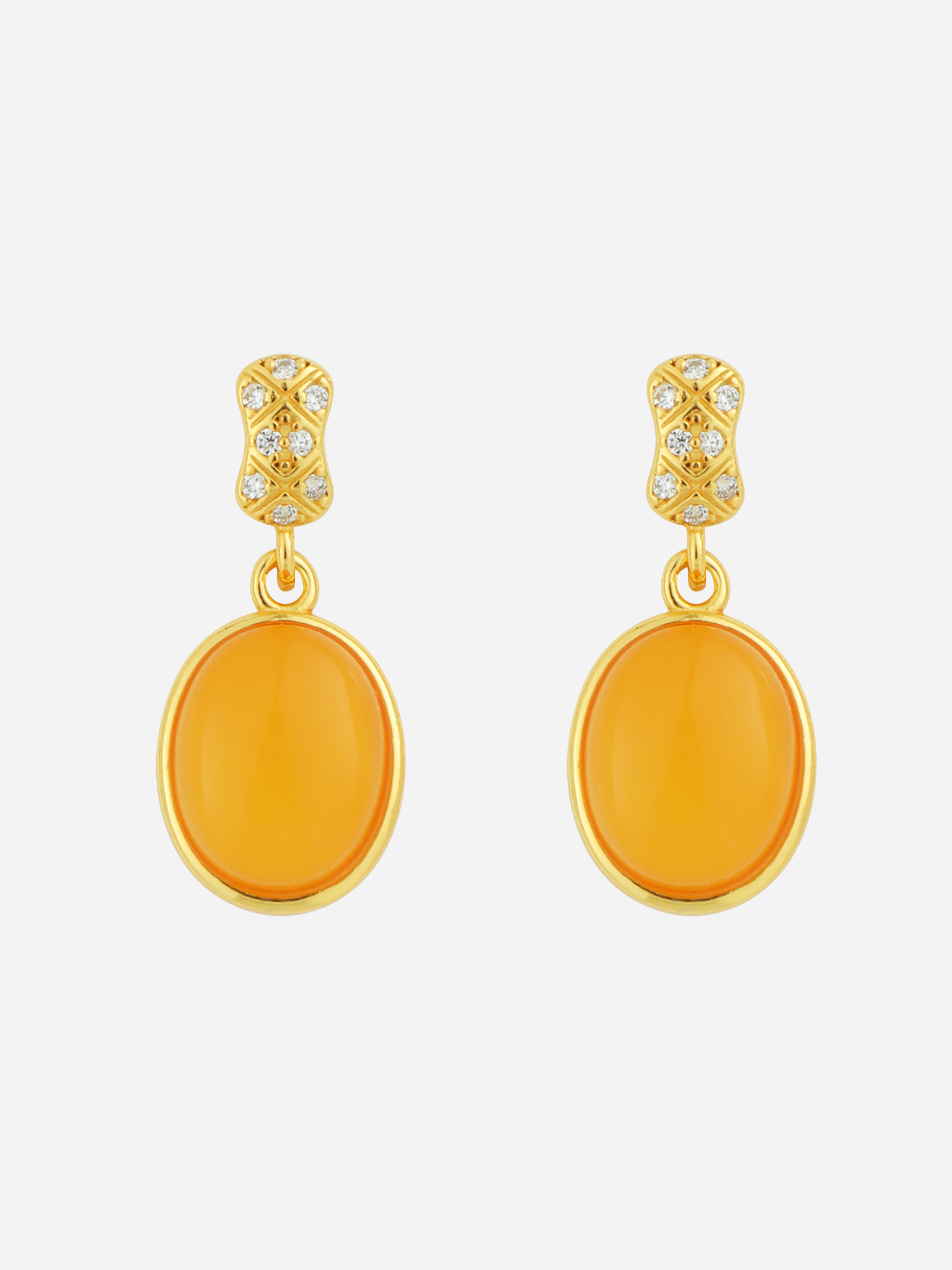 Glistening Lattice Butterscotch Amber Drop Earrings