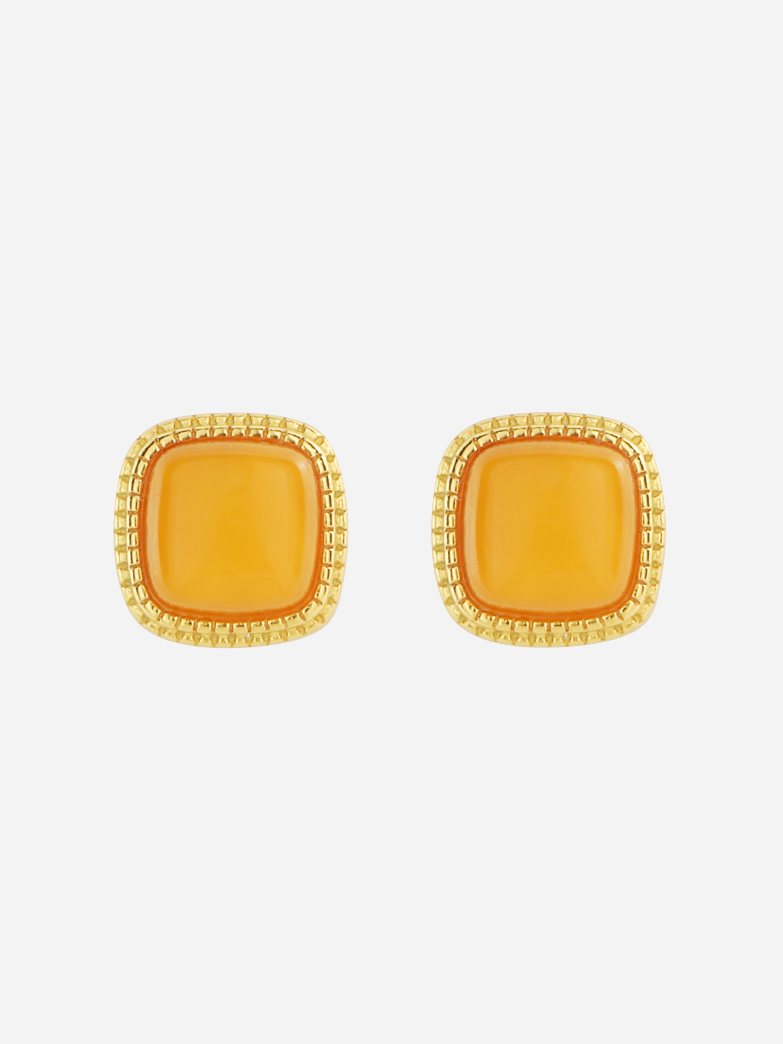 Tiny Cushion Butterscotch Amber Stud Earrings