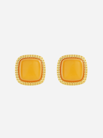 Tiny Cushion Butterscotch Amber Stud Earrings